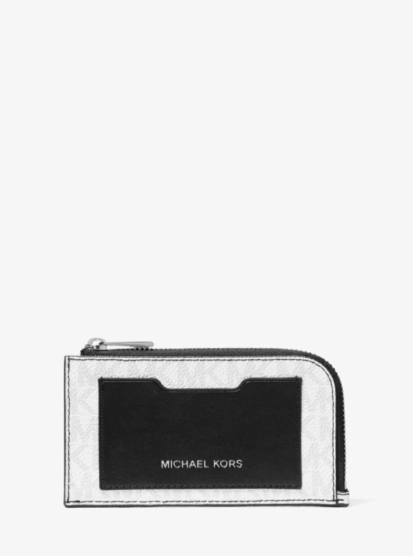 Panske Penazenky Michael Kors Logo Zip-Around Biele - Doplnky Michael Kors Vypredaj | DMURH-4056